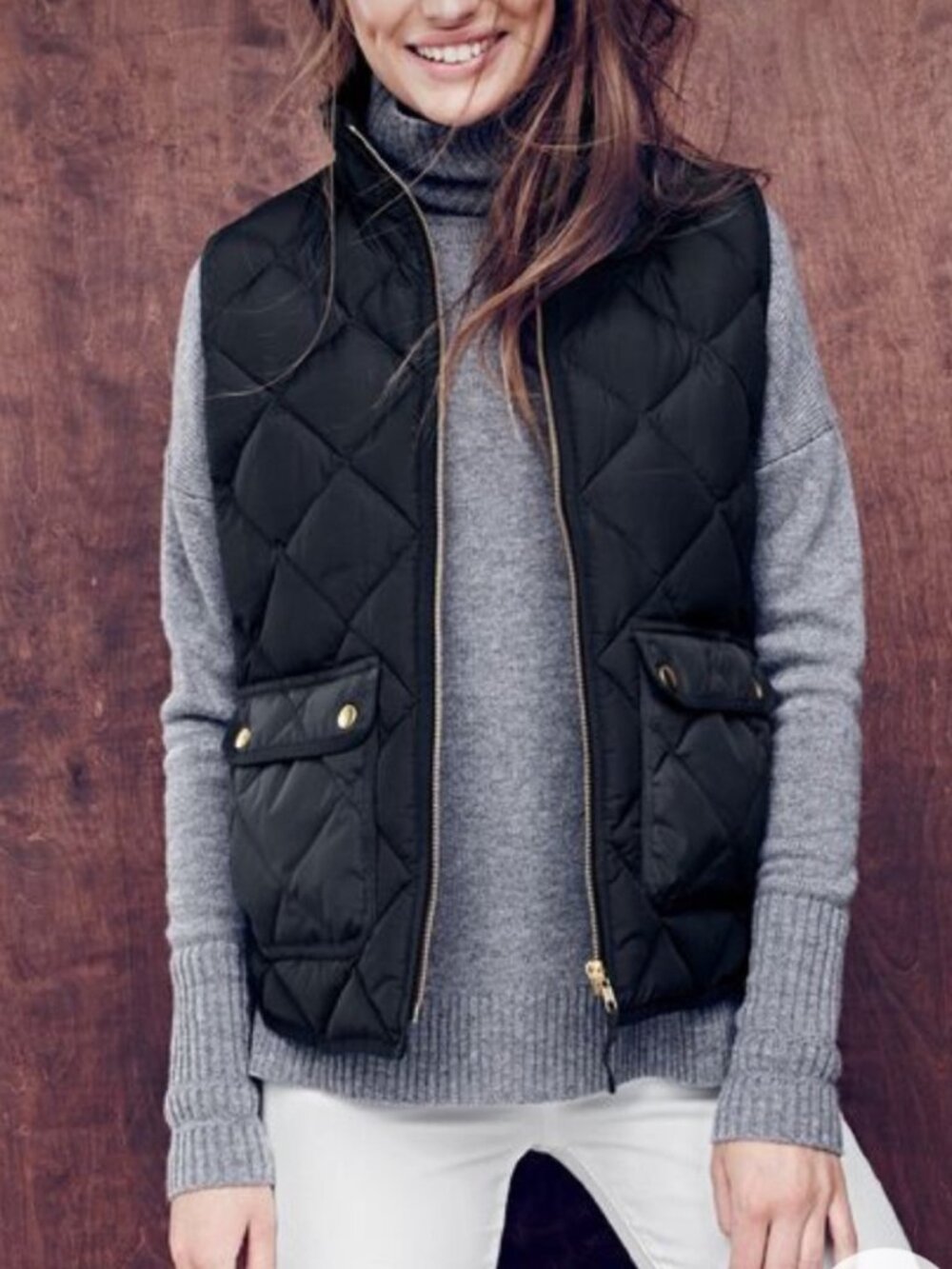 J.Crew Excursion Quilted Puffer Vest Black - Women's L